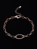 PANASH 925 Sterling Silver Rose Gold-Plated Cubic Zirconia Studded Link Bracelet