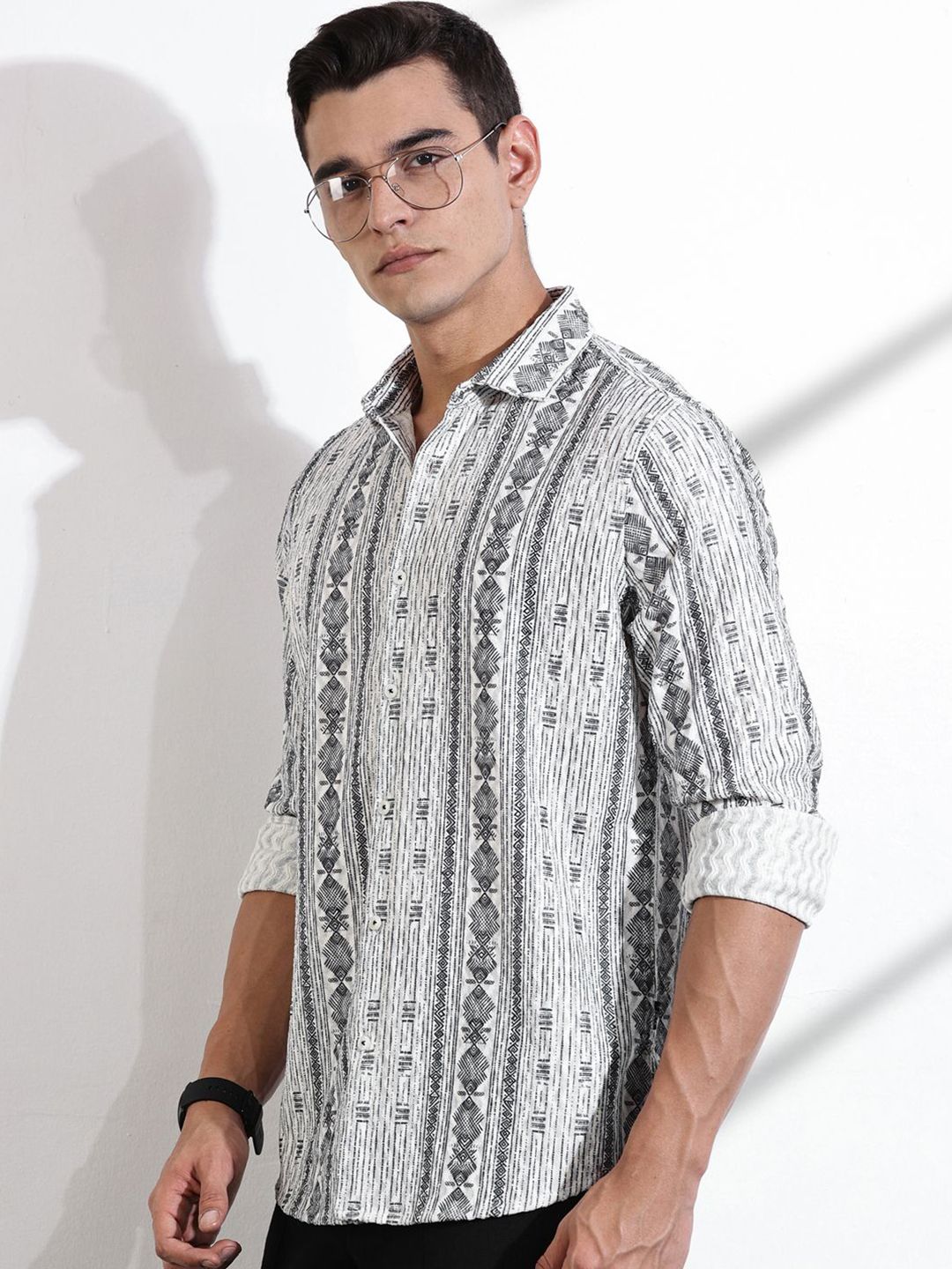 Thomas Scott Men Classic Slim Fit Opaque Casual Shirt