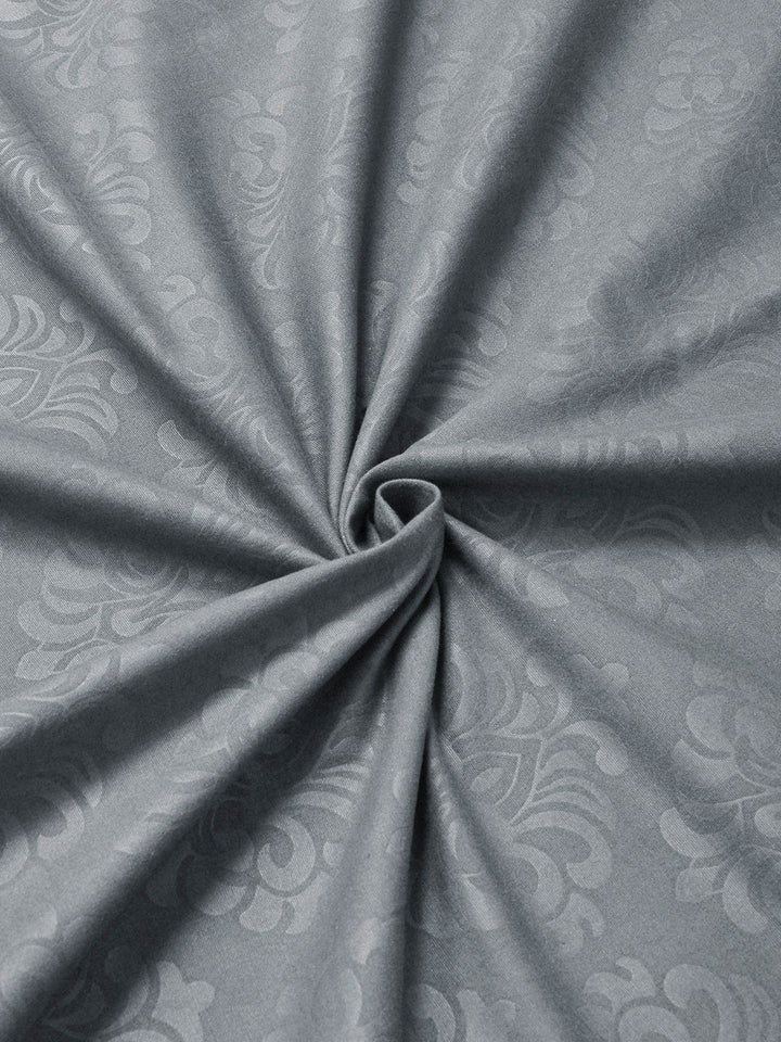 KLOTTHE Grey Floral Embosed Printed Fitted 400TC Super King Bedsheet & 2 Pillow Cover