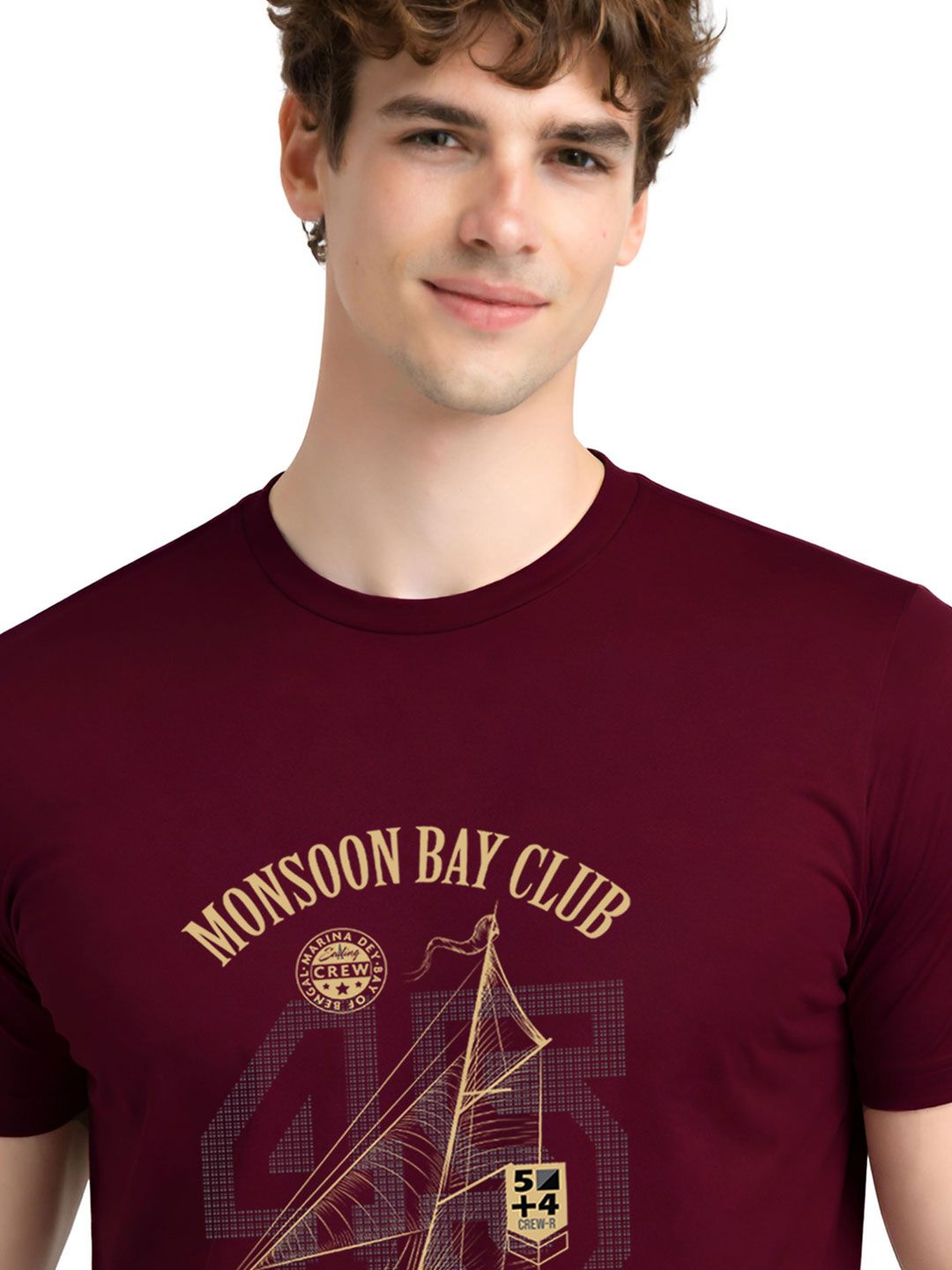 ADRO Graphic Sailing Club Printed Round Neck Short Sleeves Cotton T-shirt