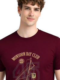 ADRO Graphic Sailing Club Printed Round Neck Short Sleeves Cotton T-shirt
