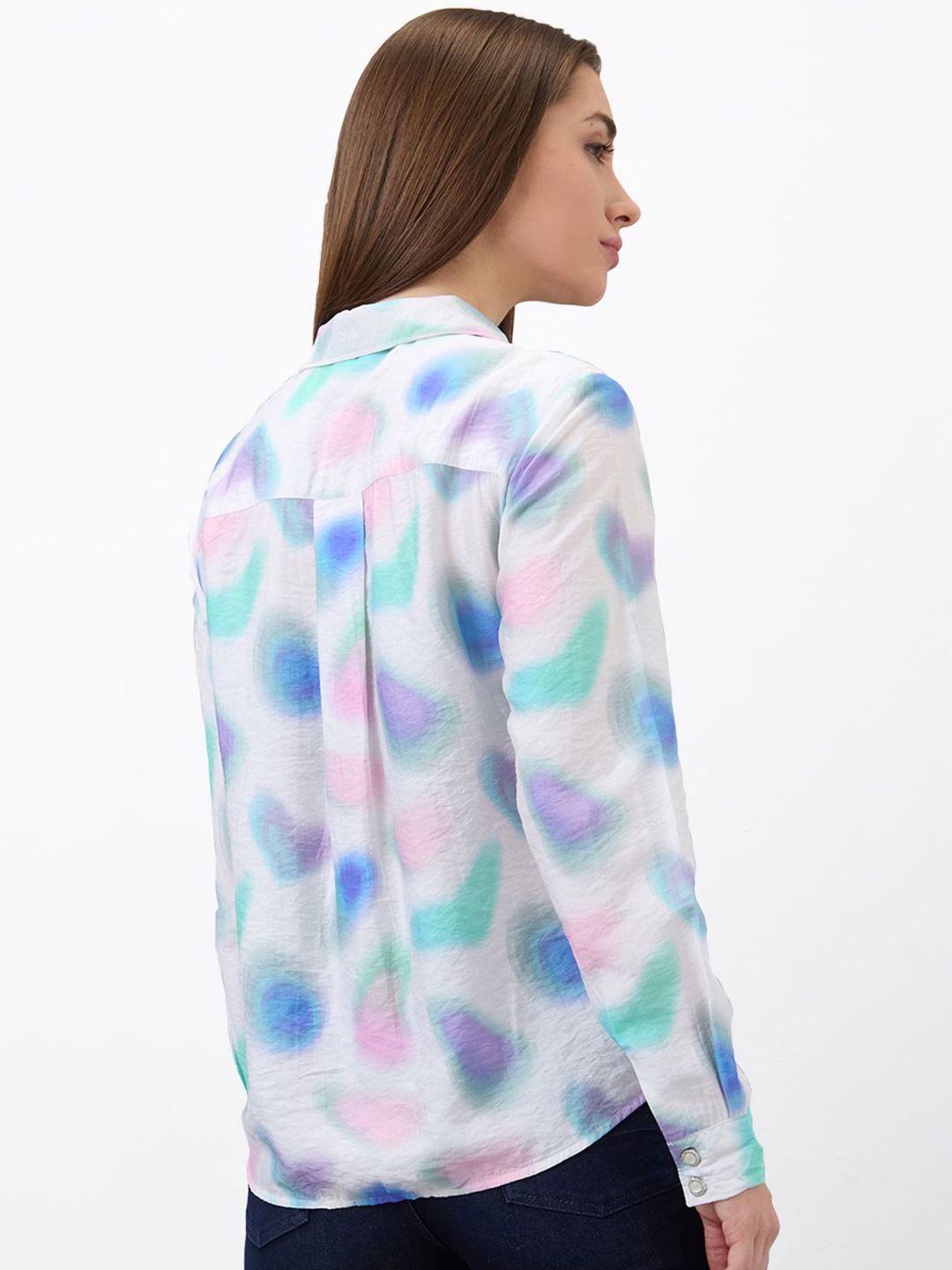 SPYKAR Women Spread Collar Abstract Printed Casual Shirt