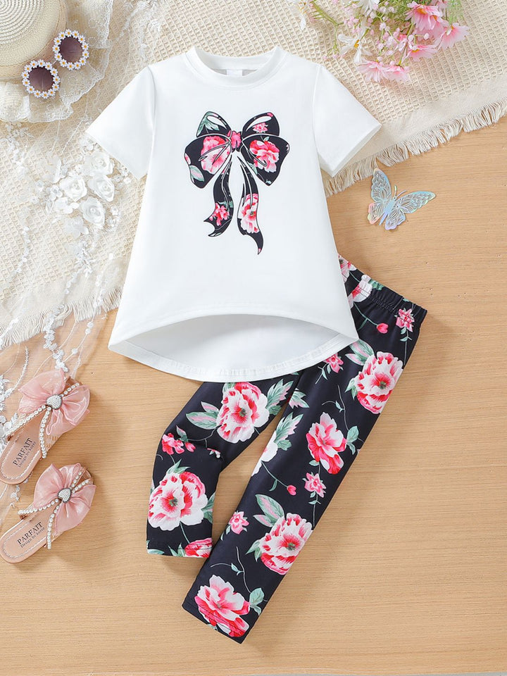 YK Girls Printed T-shirt with Trousers