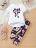 YK Girls Printed T-shirt with Trousers