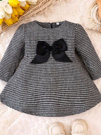 YK Girls Self Design Bow Detail Fit & Flare Dress