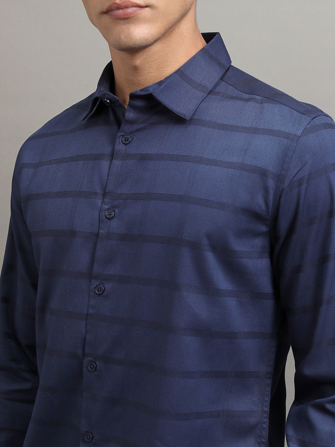 Highlander Men Dobby Textured Solid Mui Occasion Shirt