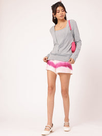 DressBerry Misty Haze Cardigan-Inspired Paneled Knit Top
