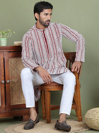 Jompers Geometric Printed Mandarin Collar Straight Kurta With Trouser