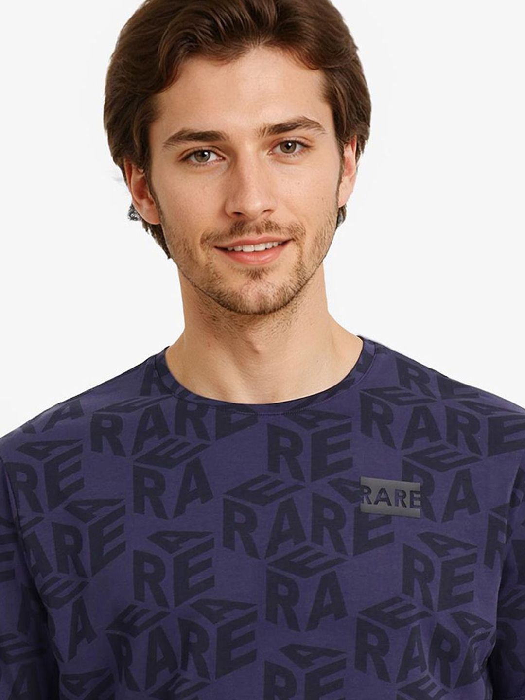 RARE RABBIT Men Typography Printed Round Neck Cotton T-shirt
