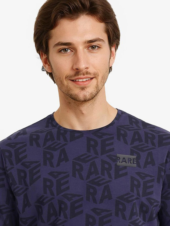 RARE RABBIT Men Typography Printed Round Neck Cotton T-shirt
