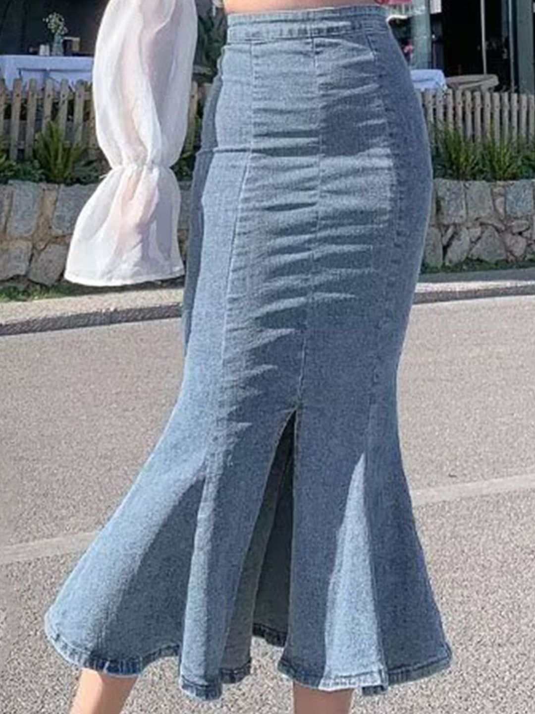 DressBerry Front Slit Straight Midi Skirt