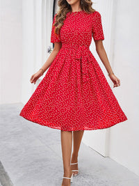all about you Polka Dot Print Puff Sleeves Fit & Flare Dress