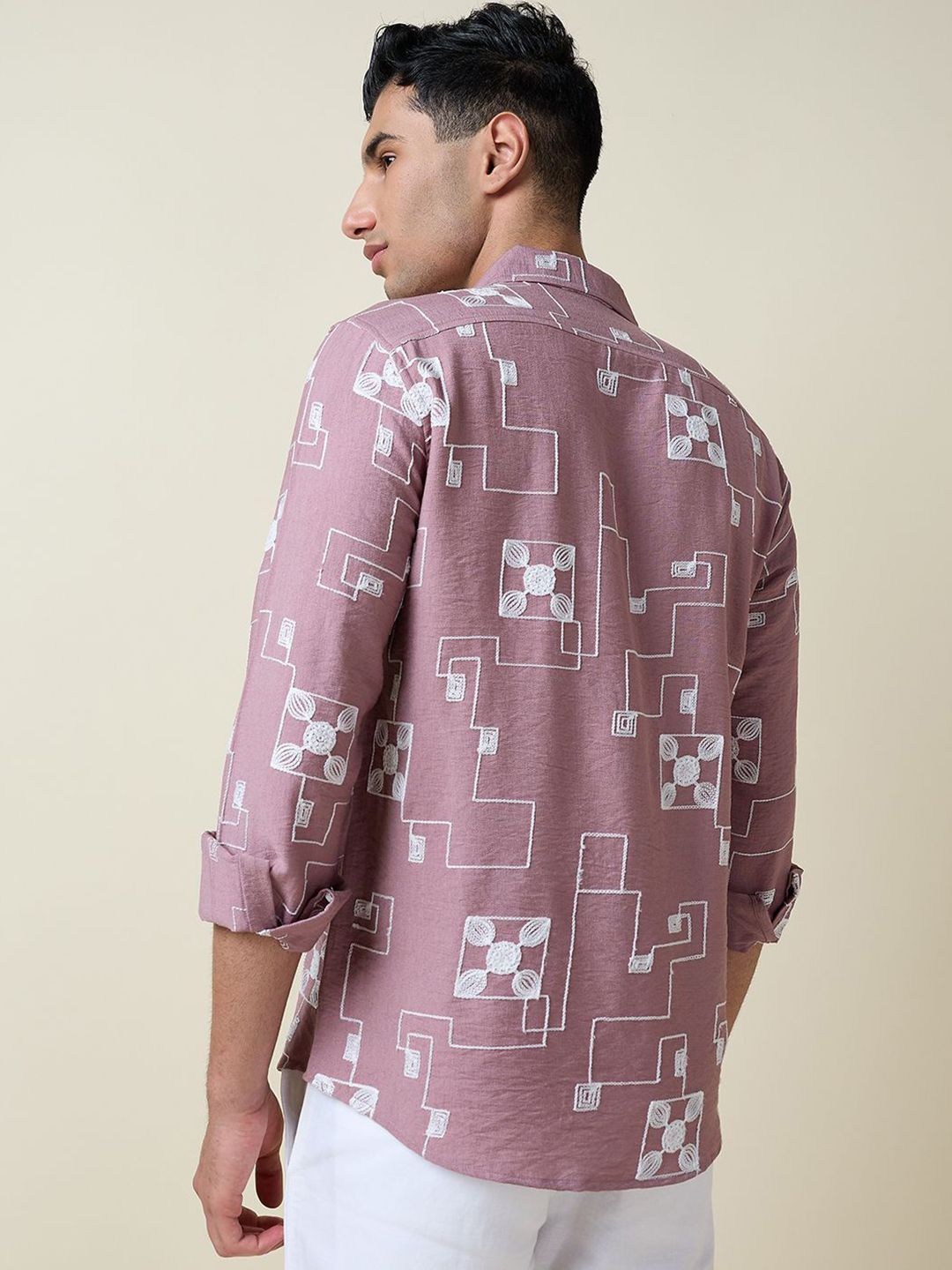 Thomas Scott Men Embroidered Regular Fit Casual Shirt