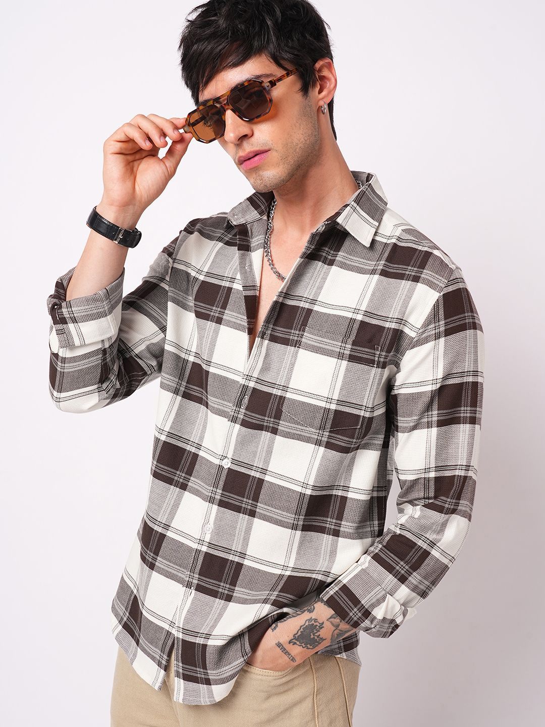 VASTRADO Classic Tartan Checked Slim Fit Pure Cotton Shirt
