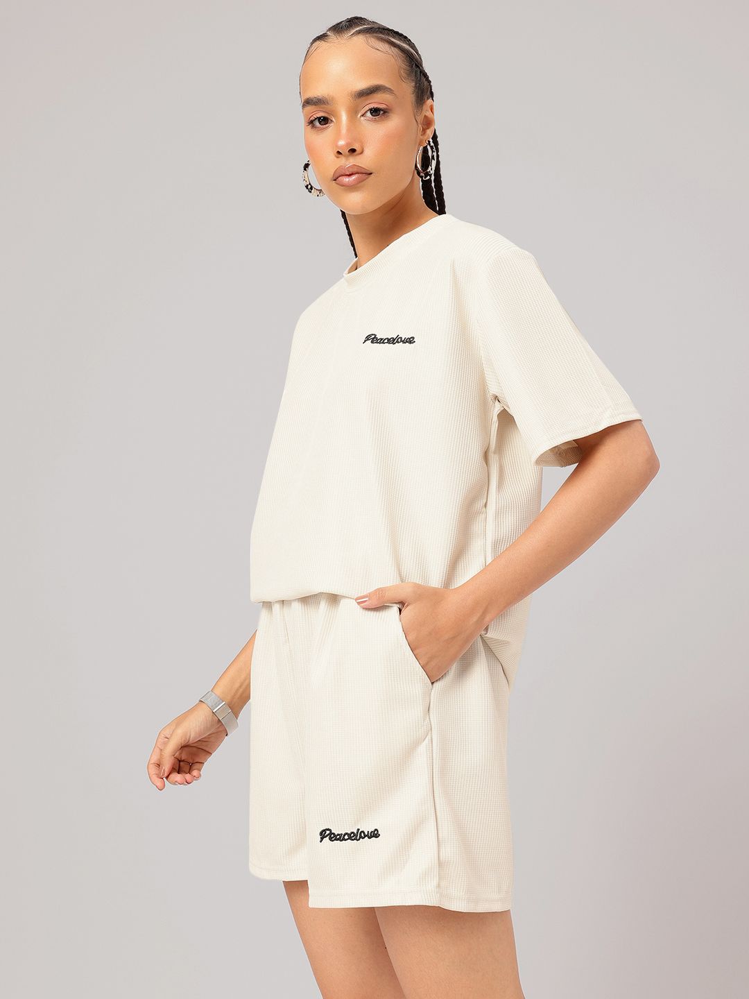 DressBerry Athleisure Vibes Textured Relaxed Fit Co-ords