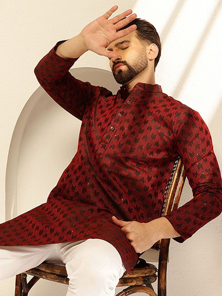 SOJANYA Kurta Lurus Labuci Sulam Geometrik