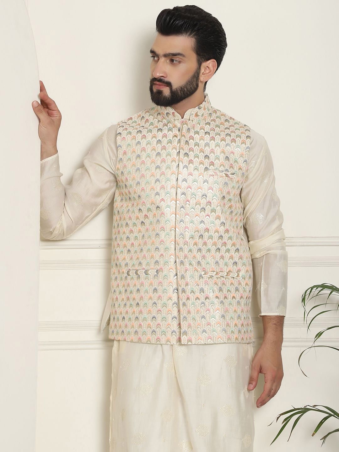 SOJANYA LUXE Jaket Nehru Kolar Mandarin Sulam Lelaki