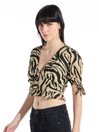 Bewakoof Women V-Neck Printed Crop Top