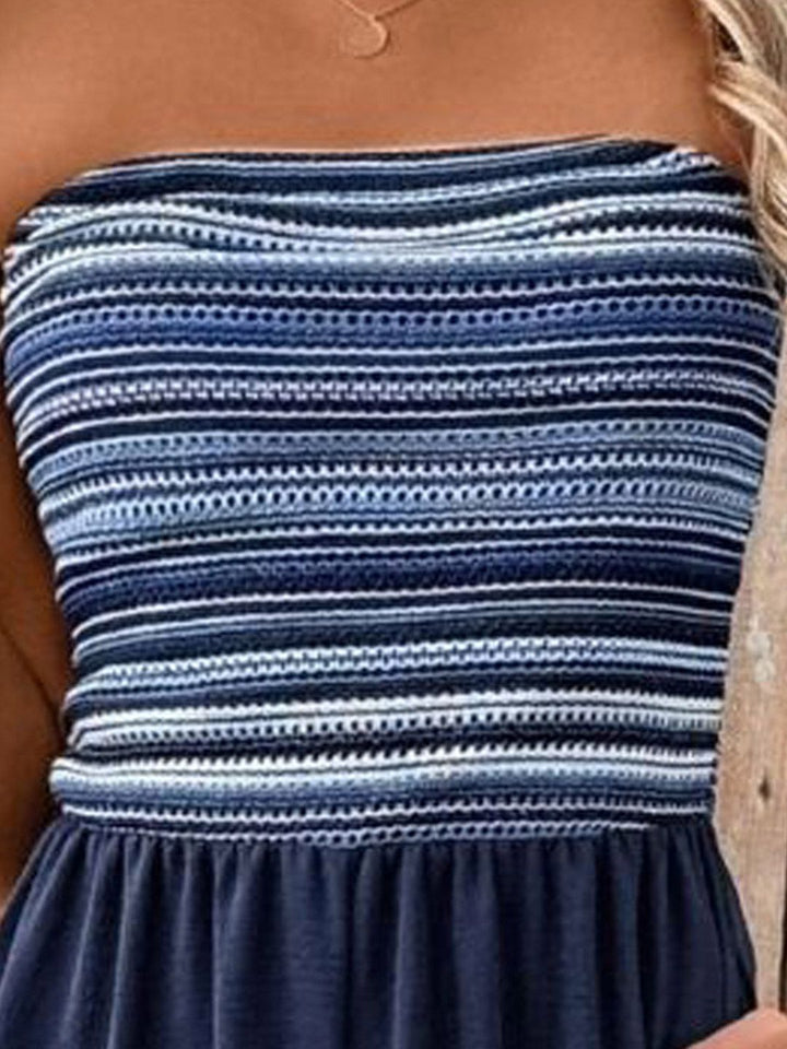 Semua Mengenai Anda Wanita Strapless Striped Basic Jumpsuit