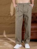 DENNISON Striped Korean Double Pleated Baggy Fit Trouser