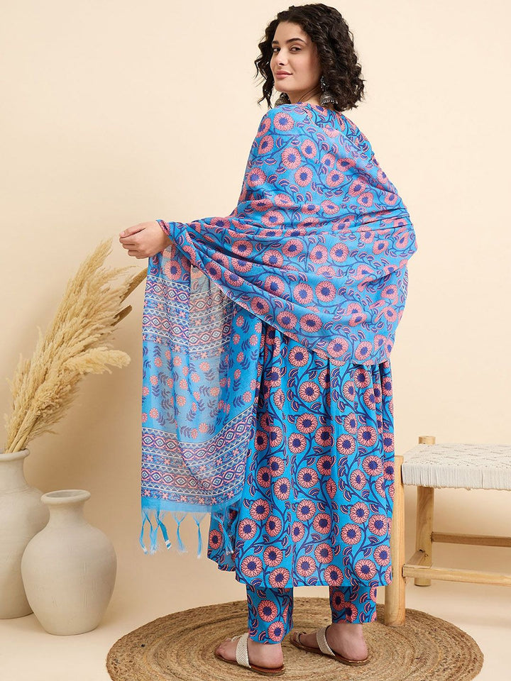 KALINI Women Floral Printed Regular Kurta with Trousers & With Dupatta