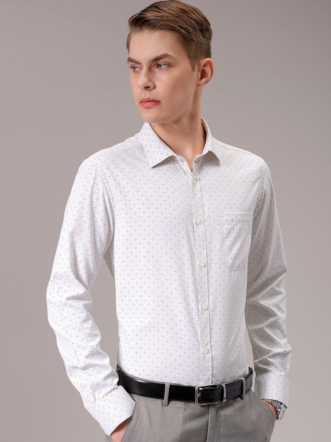 The Indian Garage Co. X Luxe Men Spread Collar Micro Ditsy Printed Slim Fit Formal Shirt
