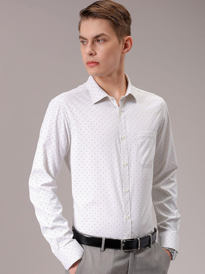 The Indian Garage Co. X Luxe Men Spread Collar Micro Ditsy Printed Slim Fit Formal Shirt