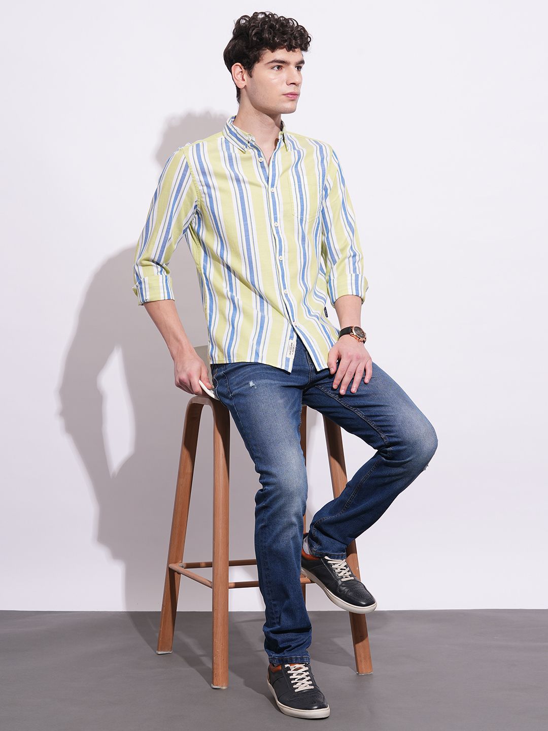 Being Human Men Classic Slim Fit Opaque Striped Casual Shirt