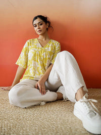 SANSKRUTIHOMES Floral Print Cotton Top