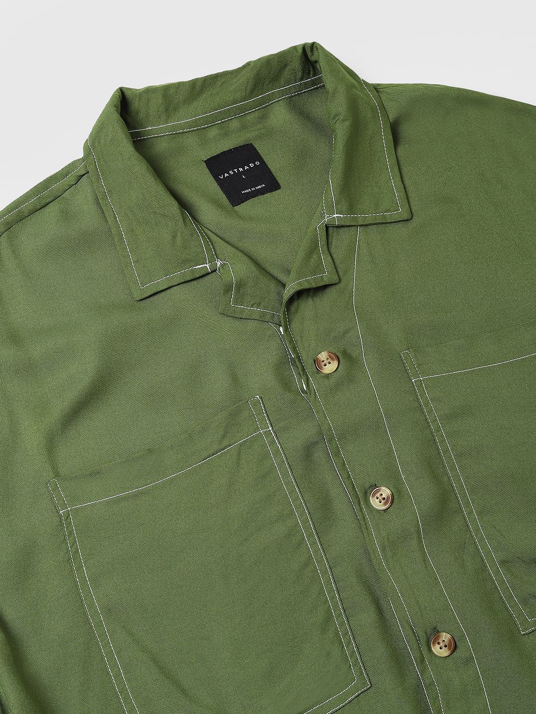 VASTRADO Men Classic Cuban Collar Opaque Oversized Casual Shirt