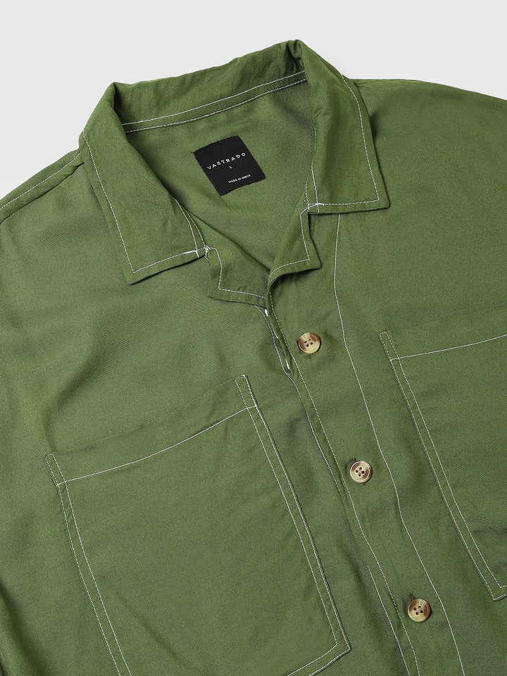 VASTRADO Men Classic Cuban Collar Opaque Oversized Casual Shirt
