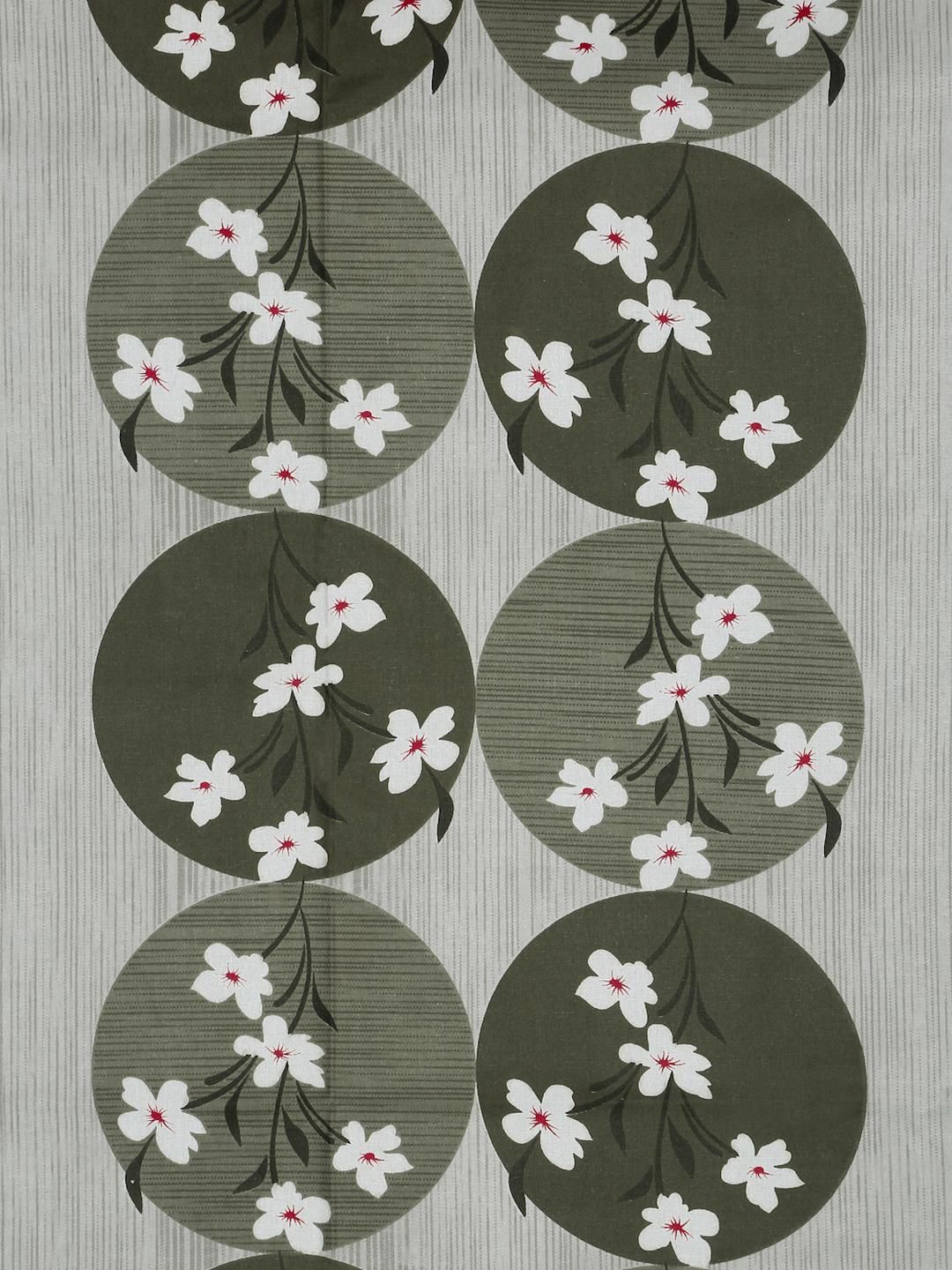 KLOTTHE Olive Floral Cotton Single Bedsheets