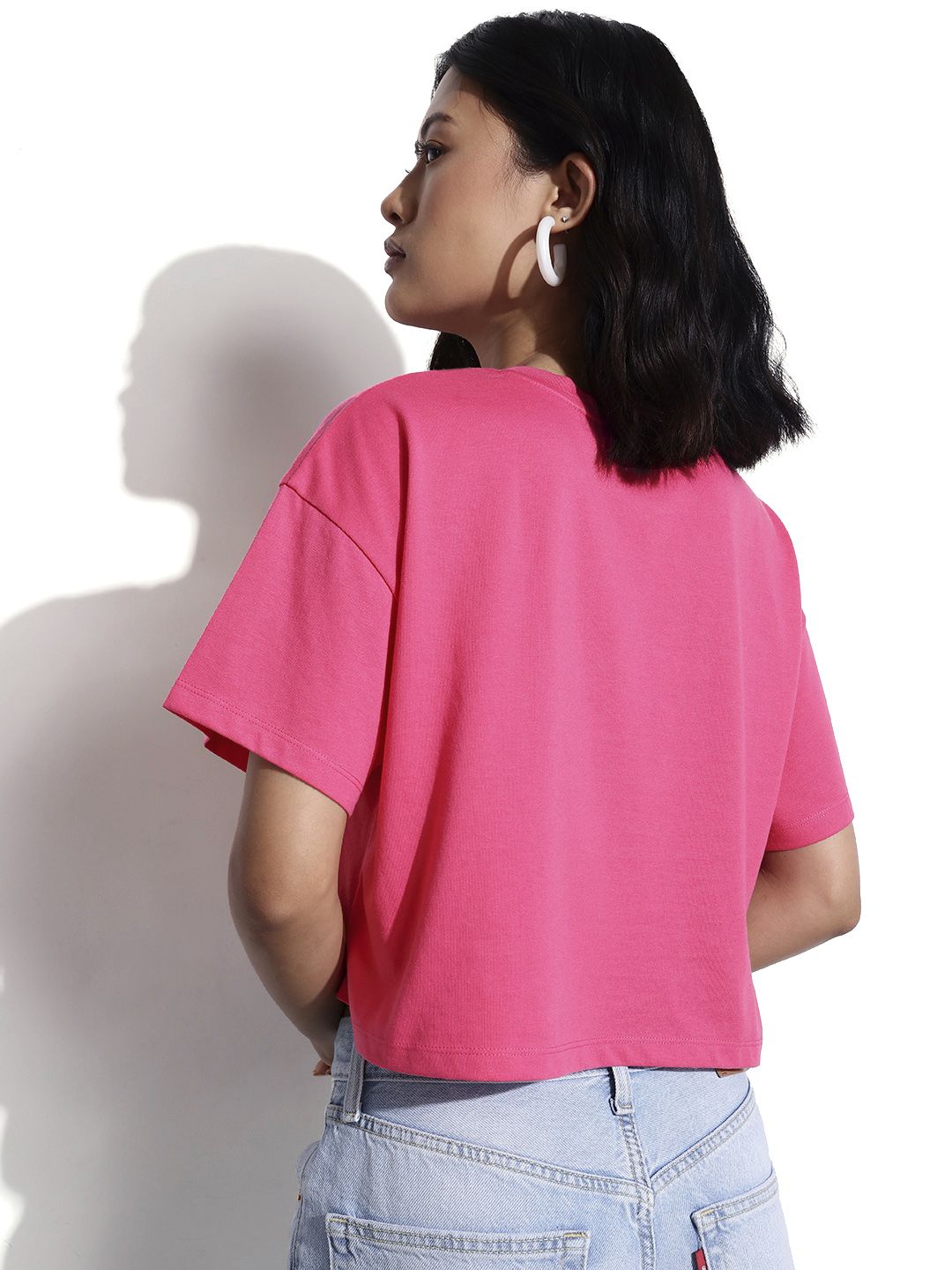 DressBerry Stay Sarcastic Drop-It Sleeves Crop Boxy T-shirt