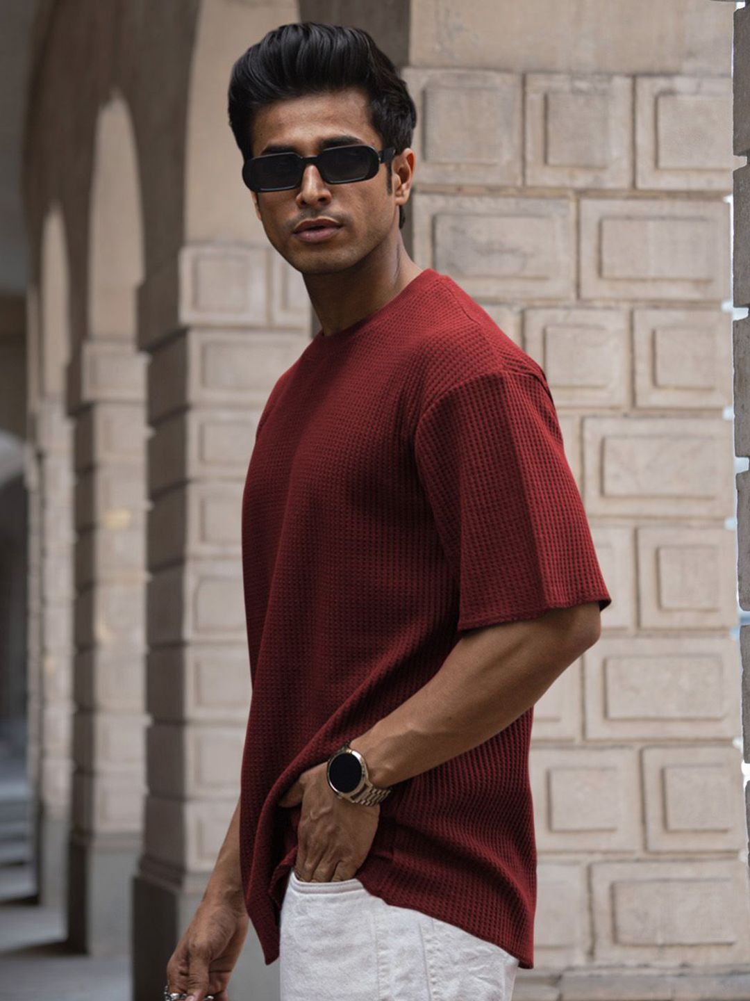 Powerlook Men Drop-Shoulder Sleeves Oversized T-shirt