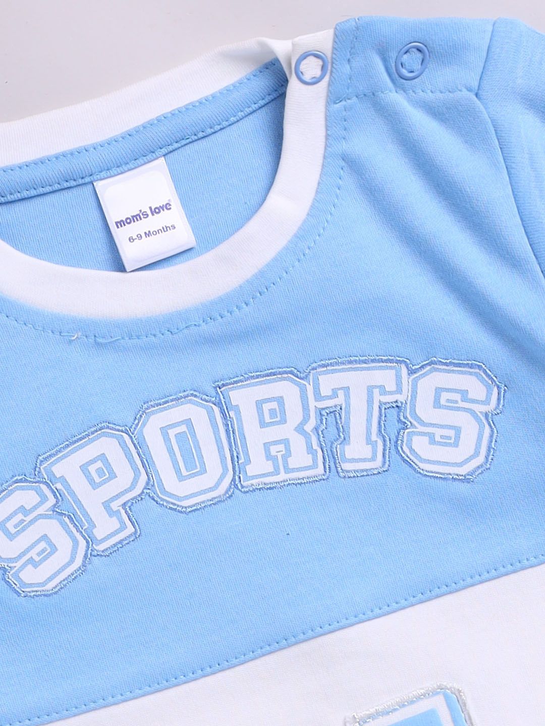 Moms Love Infant Boys Colorblocked Printed Pure Cotton Clothing Set
