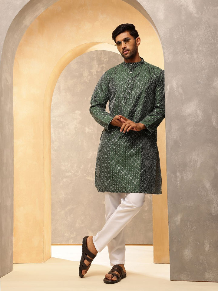 Anouk Geometrik Sulam Kolar Jalur Benang Bekerja Lurus Kapas Sutera Kurta