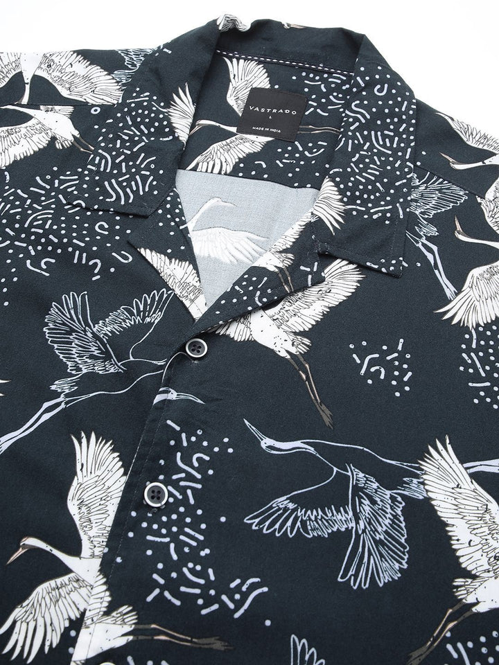 VASTRADO Men Classic Cuban Collar Floral Printed Oversized Casual Shirt
