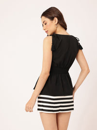 DressBerry Black to Basics Tie & Smock Peplum Top