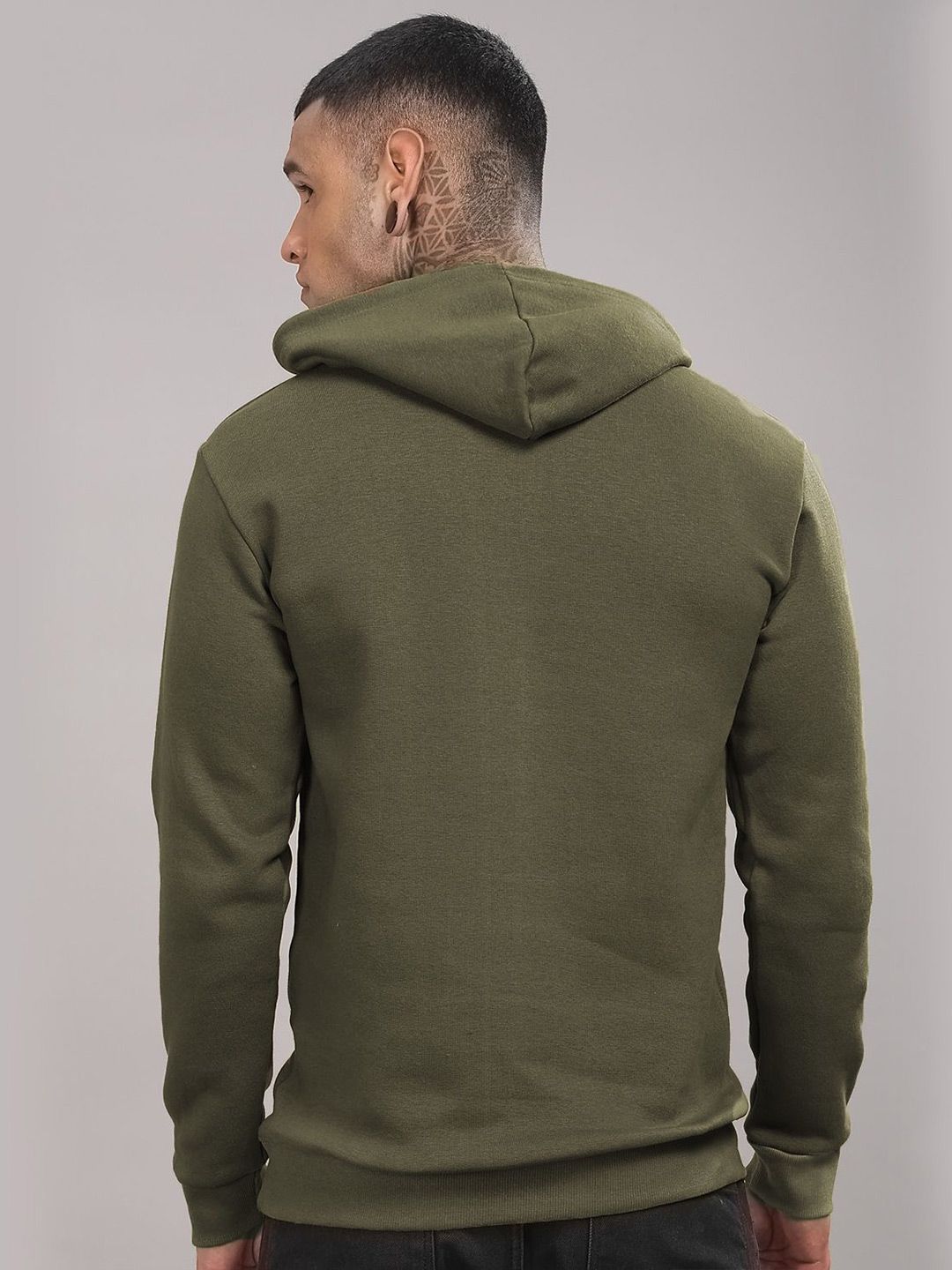 ADRO Men Typography Printed Hood Cotton Pullover Sweatshirt