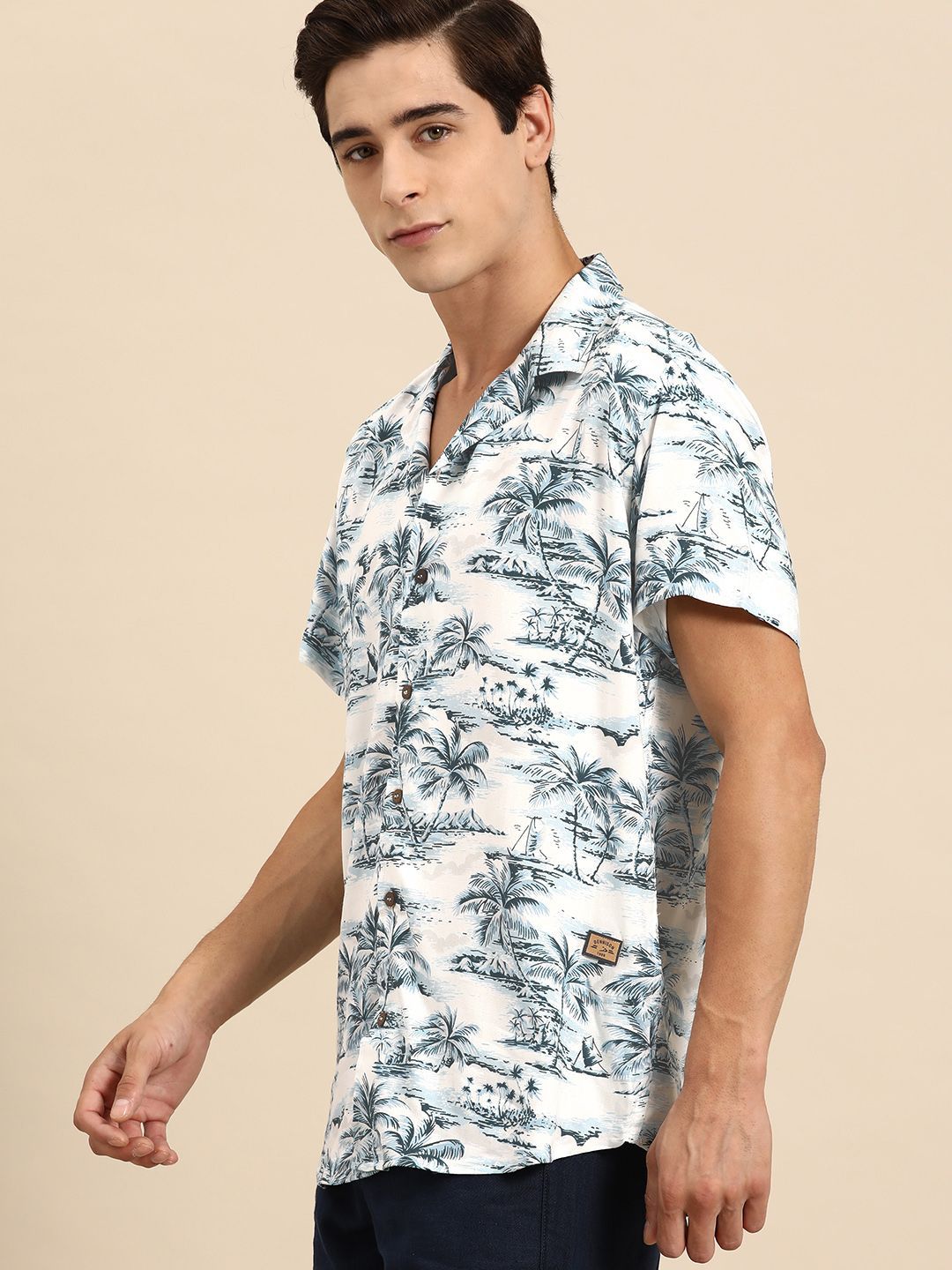 DENNISON Men Smart Fit Floral Printed Cuban Collar Casual Shirt
