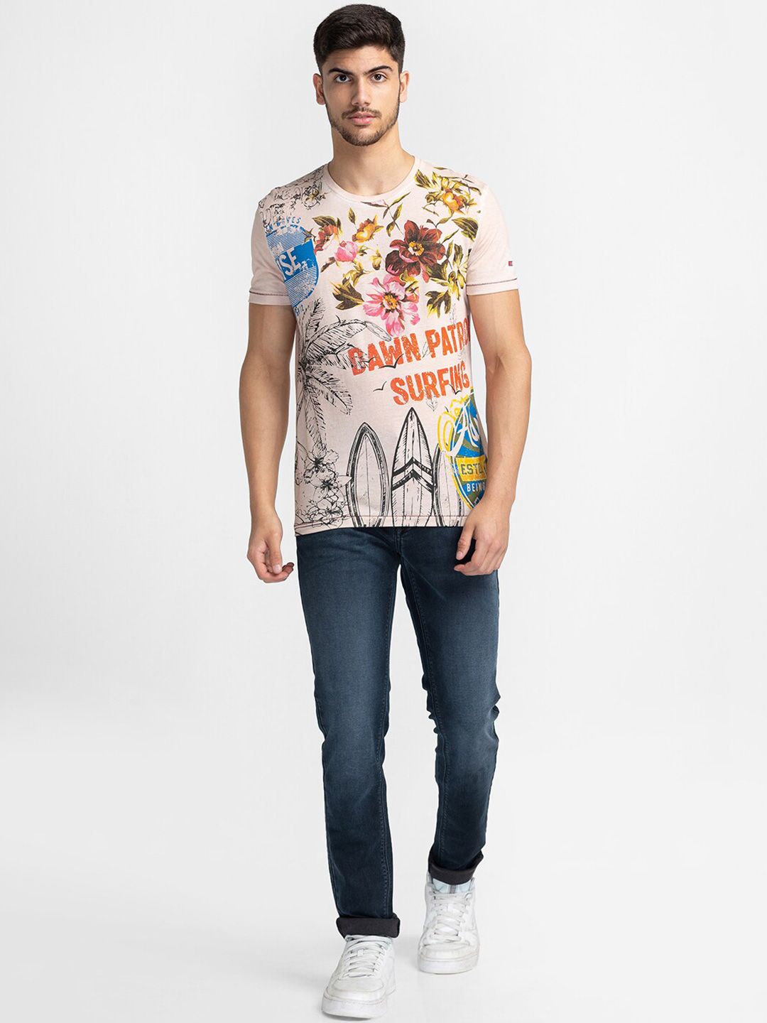 Being Human Floral Printed Round Neck T-shirt