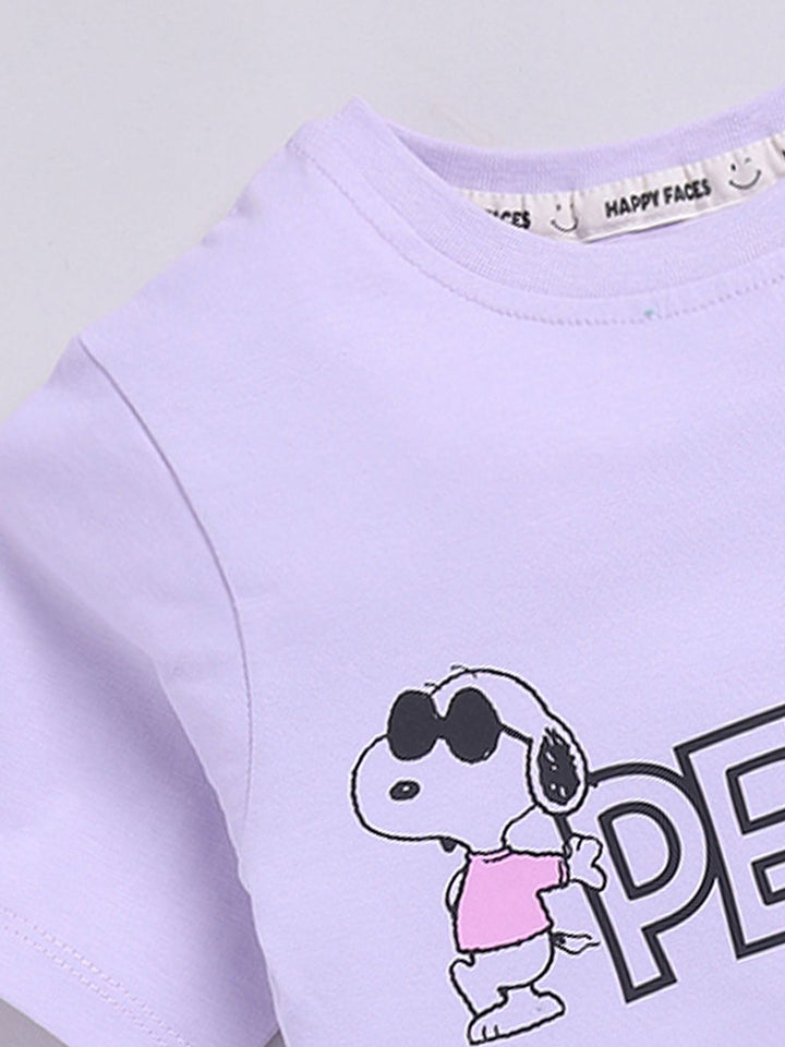 Happy Faces Kids Girls Printed Pure Cotton Longline T-Shirt