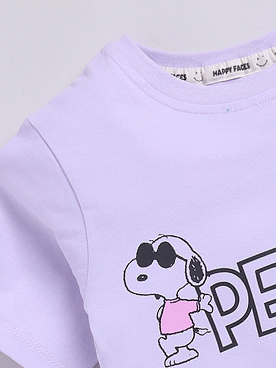 Happy Faces Kids Girls Printed Pure Cotton Longline T-Shirt
