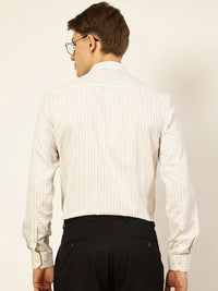 Thomas Scott Men Smart Spread Collar Gingham Checked Cotton Formal Shirt