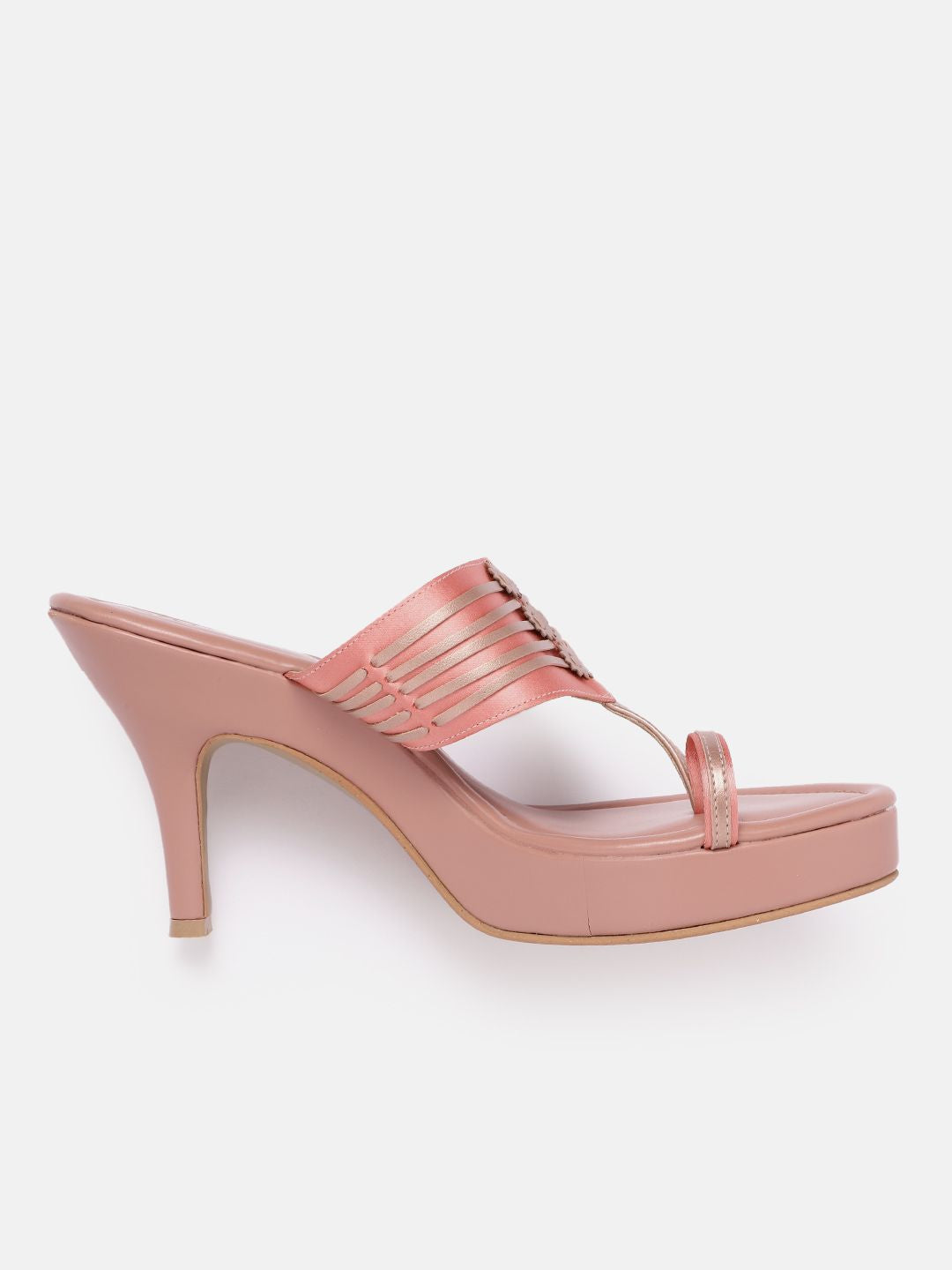 House of Pataudi Open Toe Striped Slim Heels