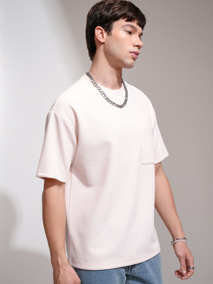 HIGHLANDER Men Self Design Round Neck Relaxed Fit T-shirt