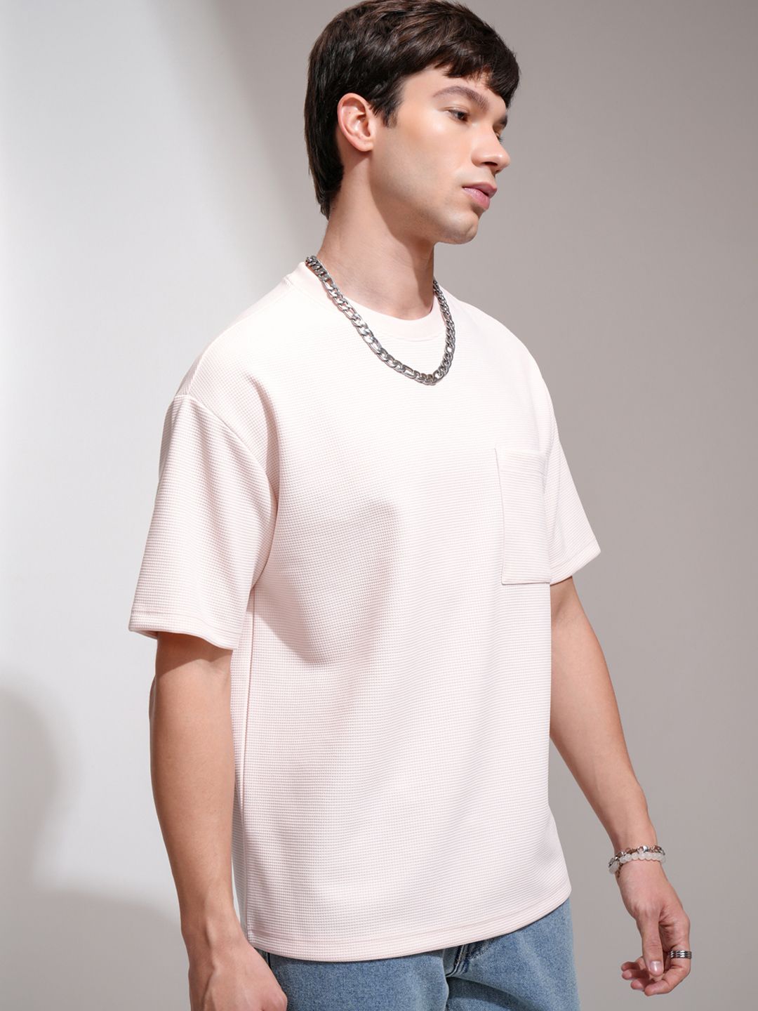 HIGHLANDER Men Self Design Round Neck Relaxed Fit T-shirt