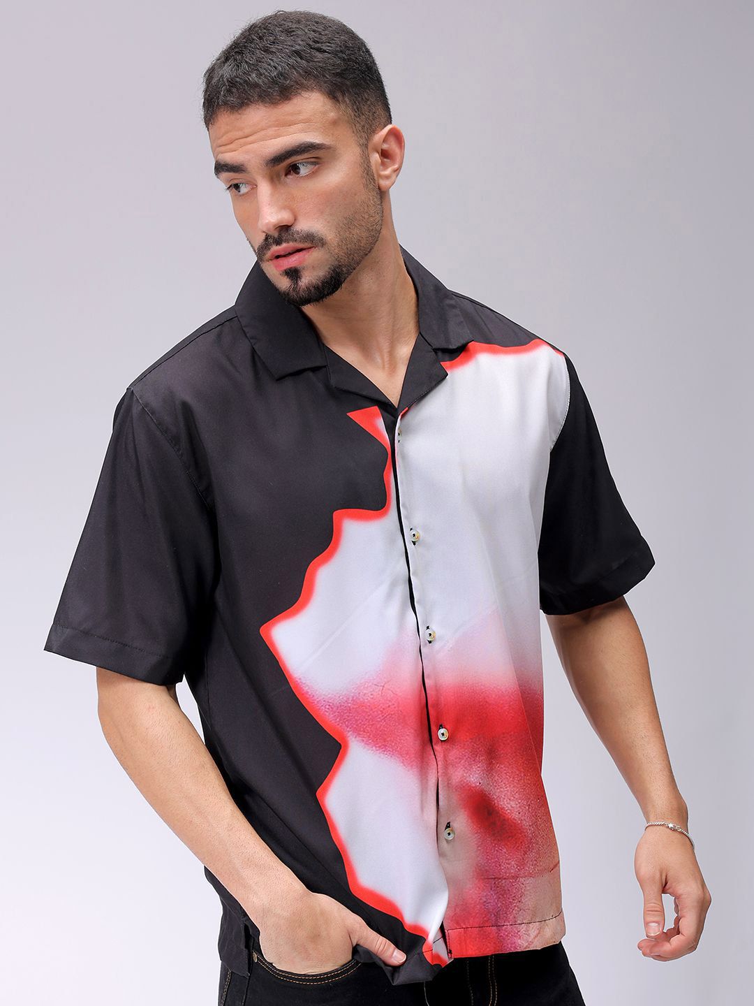 The Indian Garage Co Men Oversized Graphic Printed Resortwear Shirt