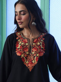House of Chikankari Women Black Cotton Aari Sulam Kurta