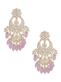 Priyaasi Gold-Plated Kundan Stone Studded & Pearls Manik Chandbalis